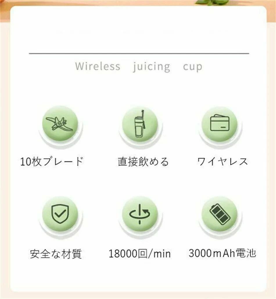 ストア石丸のそのまま飲める 簡単 手軽 ミニボトルブレンダー タンブラーミキサー ポータブルミキサー｜アングル3