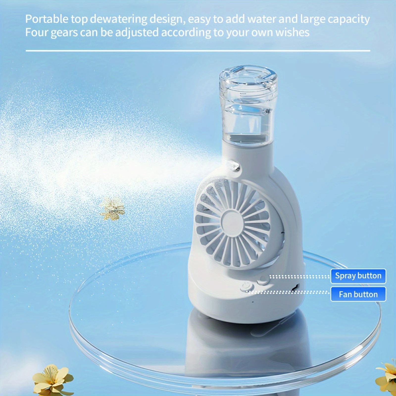 USB充電式 冷風扇風機 かわいい 小型水冷風機 ワイヤレス 涼しい 冷却 軽量 超静音 卓上兼用