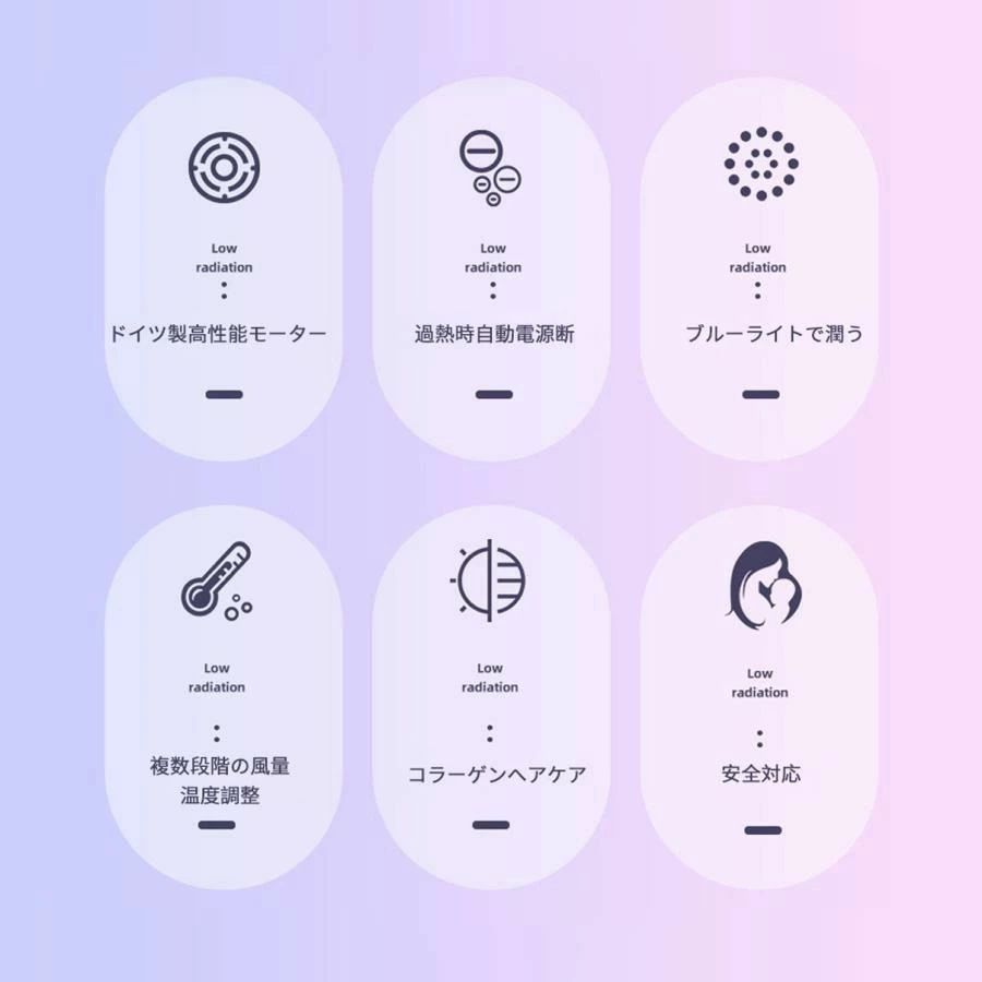 大風速 3段階温度調節 800W 静音 軽量 人気 高級 マイナスイオン 大風量 速乾 ヘア...