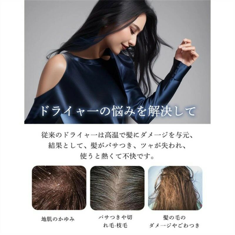 冷熱風 3段階風速 温度調整 スピーディー 大風量 軽量 速乾 マイナスイオン イオンドライヤー ドライヤー