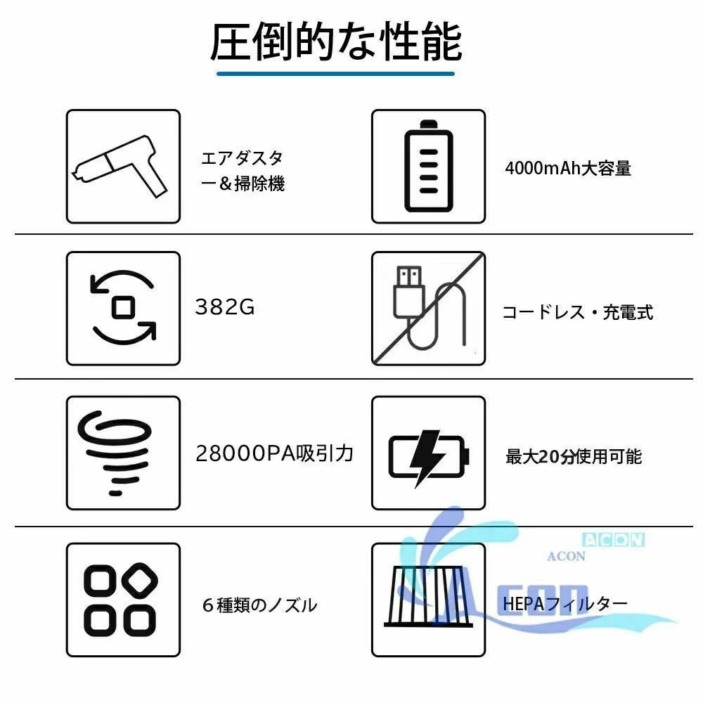小型 28000pa 静音 充電式 ブラシレスモーター 掃除機 強力 車 超強力 吸引力