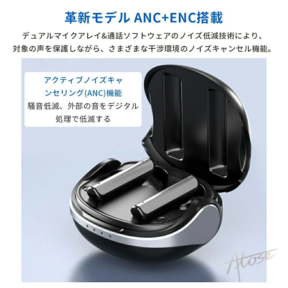 【業界初のハイレゾ級・ウルトラノイズキャンセリング】ワイヤレスイヤホン イヤホン bluetooth5.3 3Dオーディオ 360°の音響体験 高音質 ANC搭載 ENCデュアルマイク 低遅延 自動ペアリング iPhone android Siri対応 両耳通話 クリスマスプレゼント storeishimaru-10026999 ストア石丸 サンプル画像3