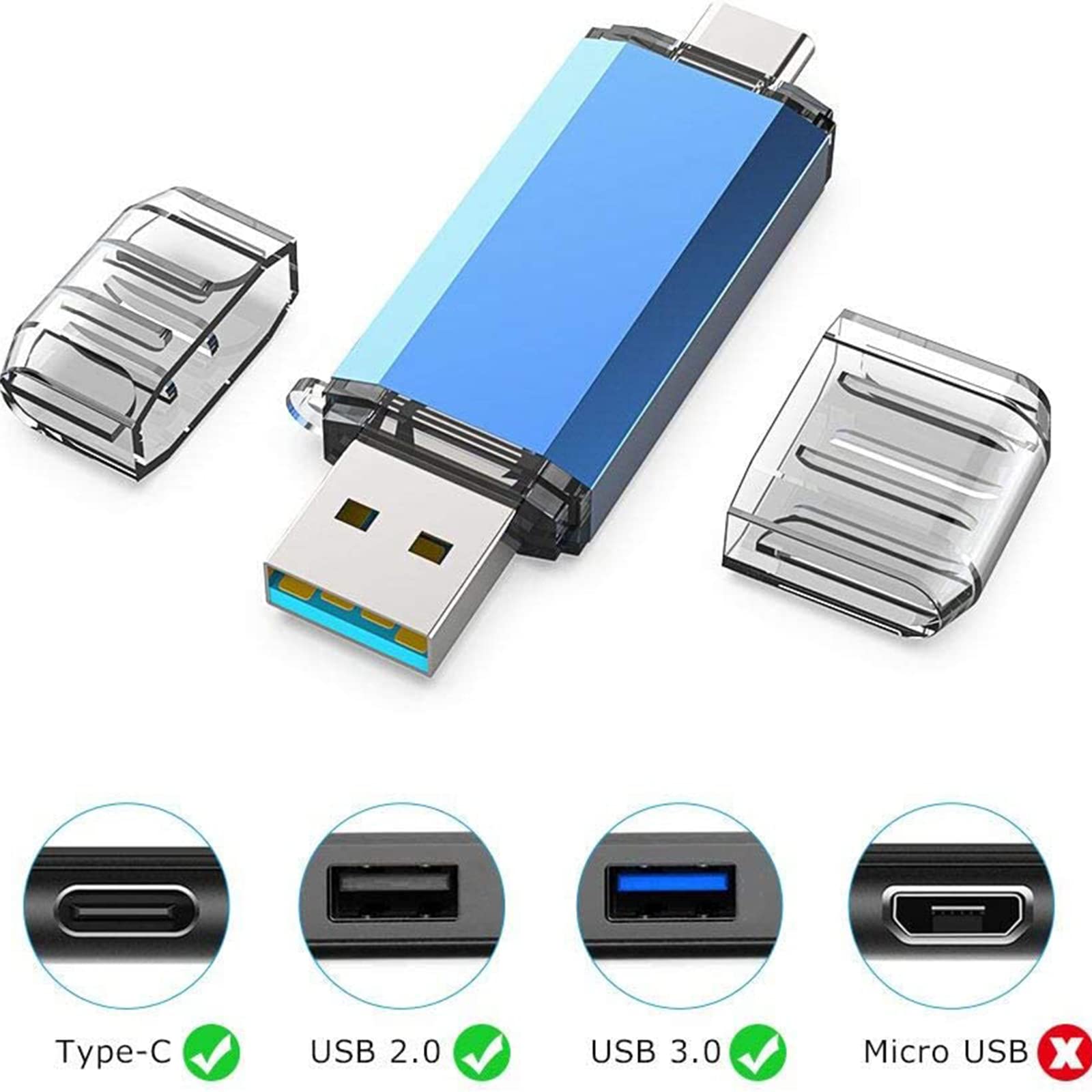 USBメモリー タイプC USBフラッシュドライブ 2in1 Type-C + USB A(USB3.1 gen1) サムドライブ 高速デュアル 最大90 MB/s OTG サムドライブ スマホメモり タイプC 1個