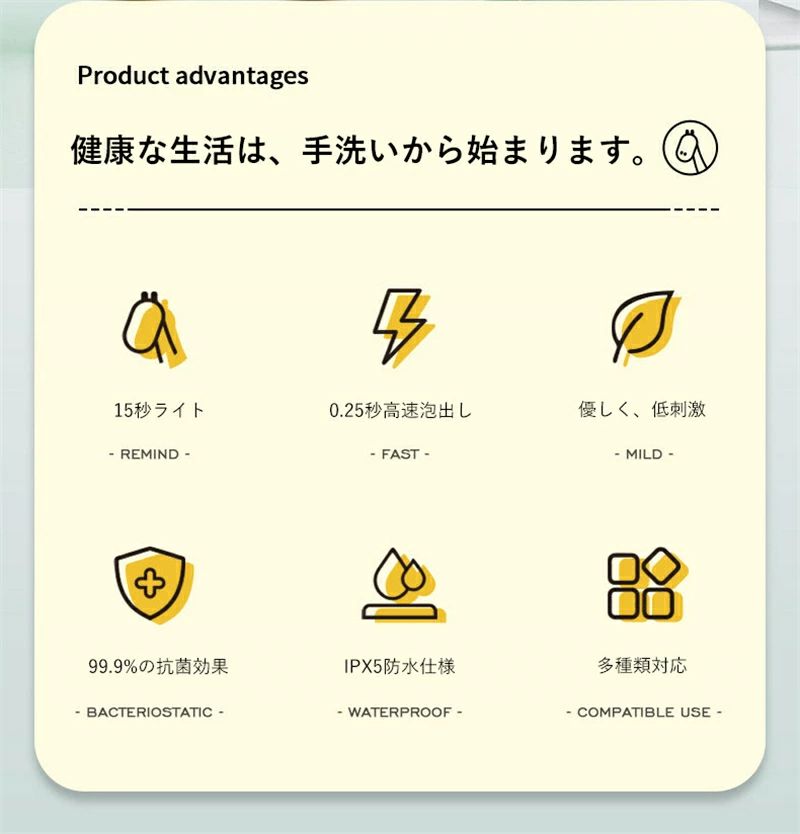 ストア石丸のソープディスペンサー 自動 泡 ハンドソープディスペンサー ハンドソープ ディスペンサー 300ml 泡タイプ オート センサー 非接触式 卓上 TYPE-C充電式 IPX5防水 食器洗剤 ウイルス対策 透明ボトル 手洗い 家庭 洗面所 キッチン 病院｜アングル3