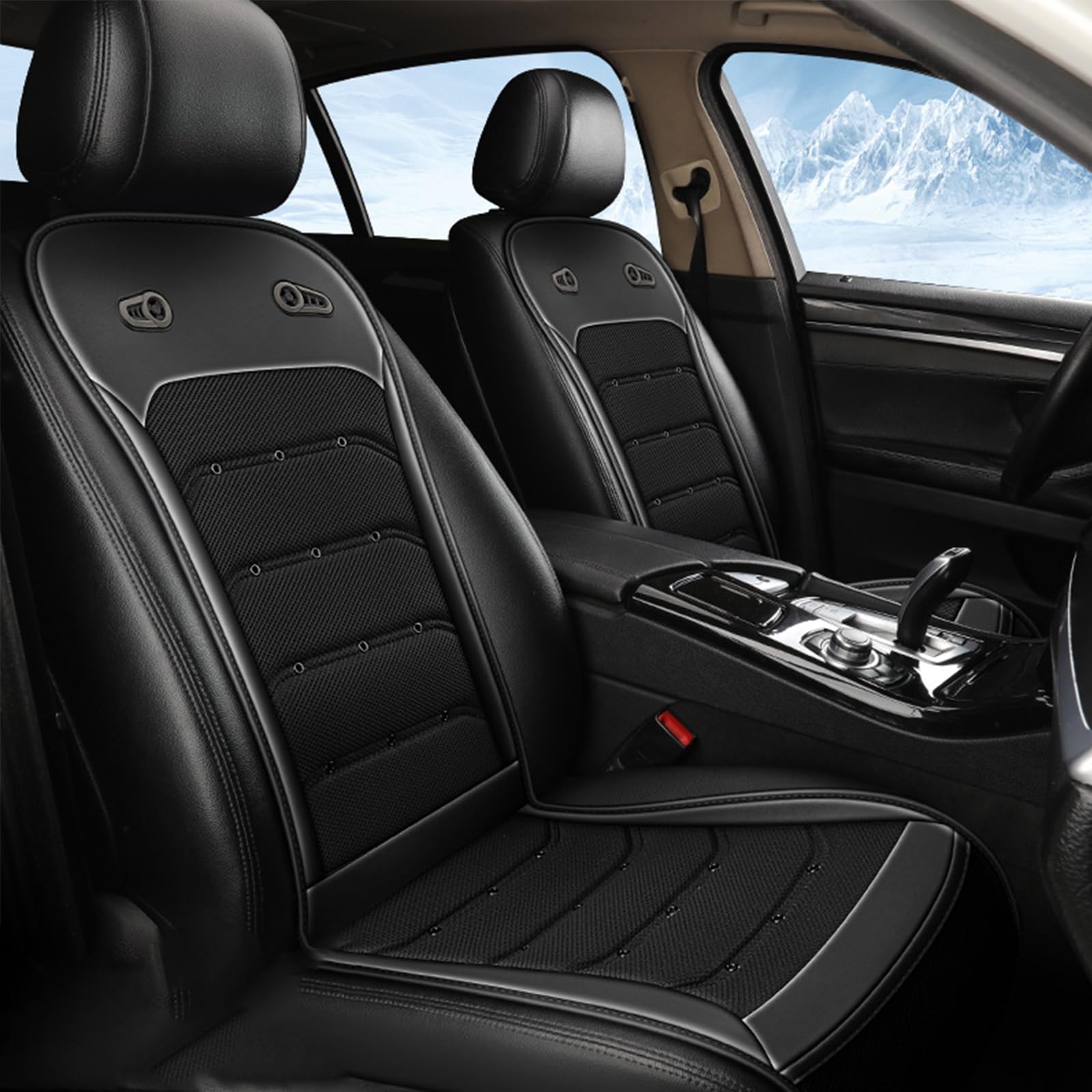 クールシート 車 無段階風量調整 DC12V/24V対応 立体通気孔 カーシート カバー 2つ強力ファン装備 3Dメ..