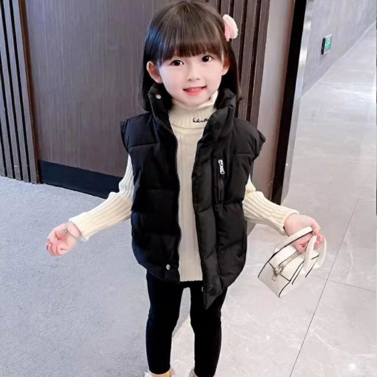 防 秋冬 ファスナー ポケット アウター 男の子 女の子 ベビー服 厚手 ノースリーブ ジャケット キッズ ダウンベスト 中綿 ベスト 2