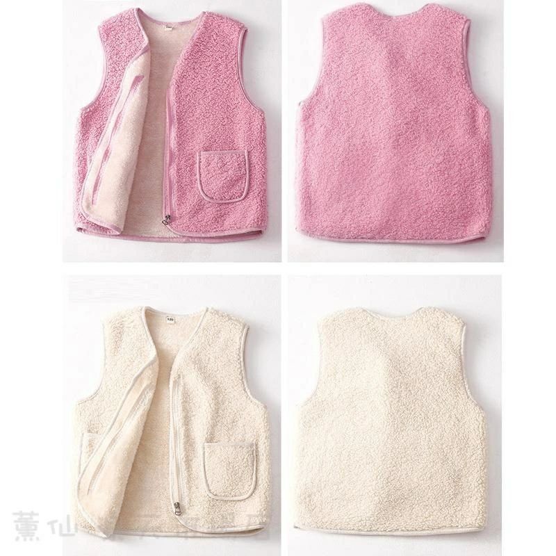 ベスト子供服女の子男の子ショートチョッキ裏起毛キッズコート男女兼用ベビー秋冬...