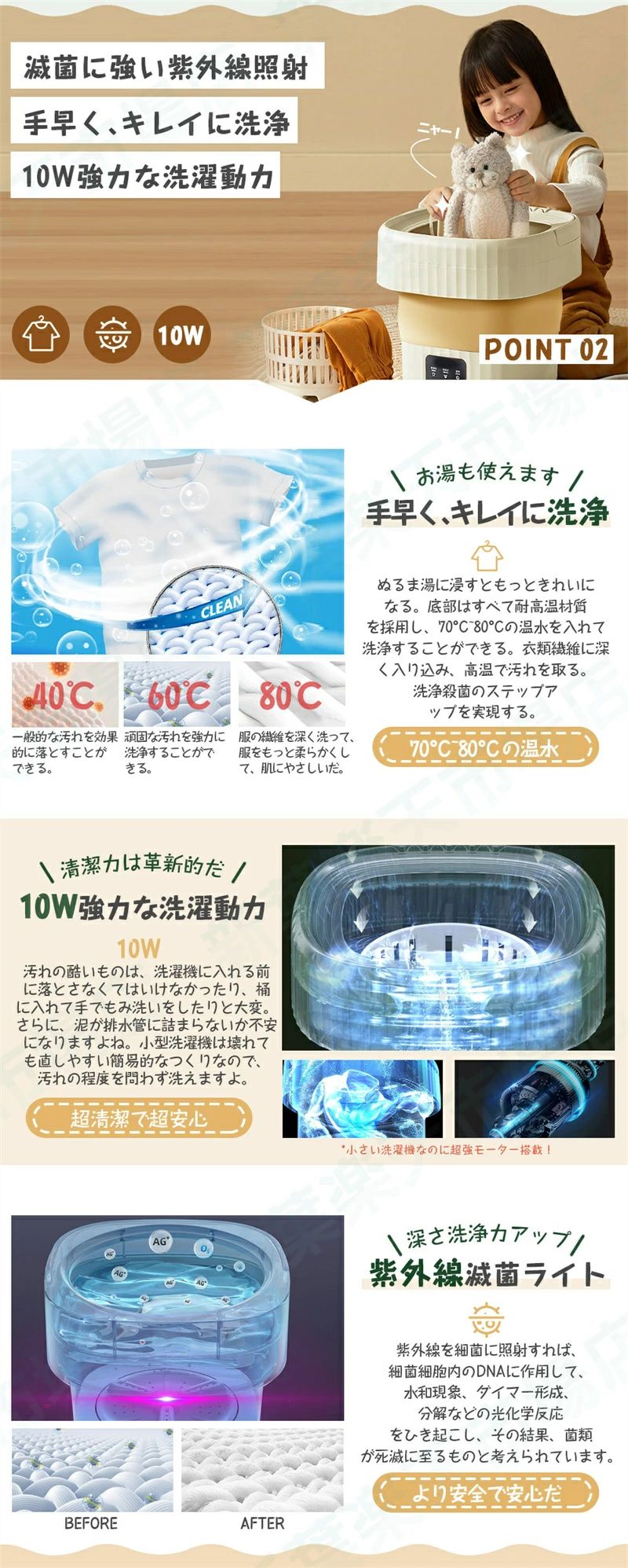 折りたたみ 洗濯機 小型 バケツ型洗濯機 洗濯脱水機能 静音設計 一台多役 清潔で便...