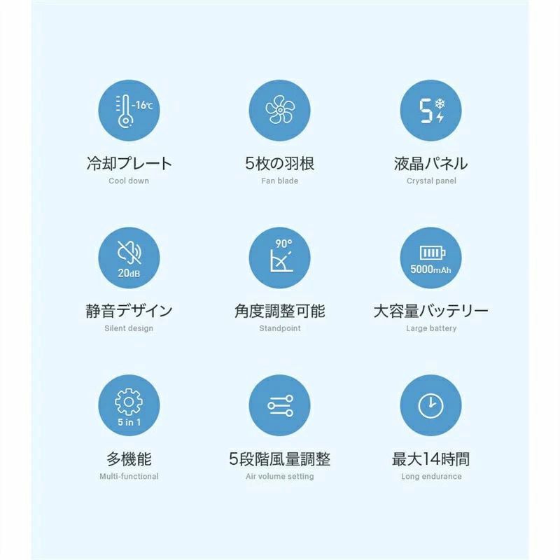 ストア石丸の超軽量 小型扇風機 多機能扇風機 -16℃瞬間冷却 冷却プレート付 ポータブルファン ハンディファン｜アングル3