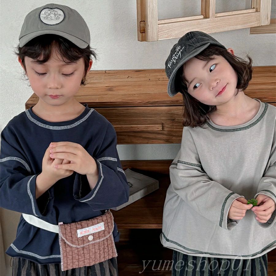 Full Wigs （Male） - 【送料無料】子供の春の新しいしいラインの長袖のtシャツの男女の赤ちゃんのぷっくりとした洋風の毛の縁の上着