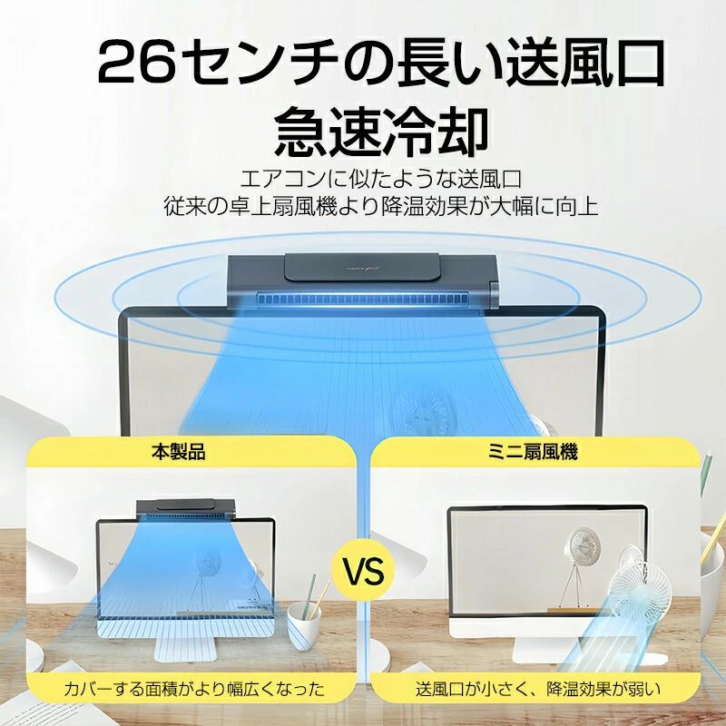 小型 空気循環 軽量 超静音 4段階風量 ファン スクリーン掛け扇風機 クリップ式 超...