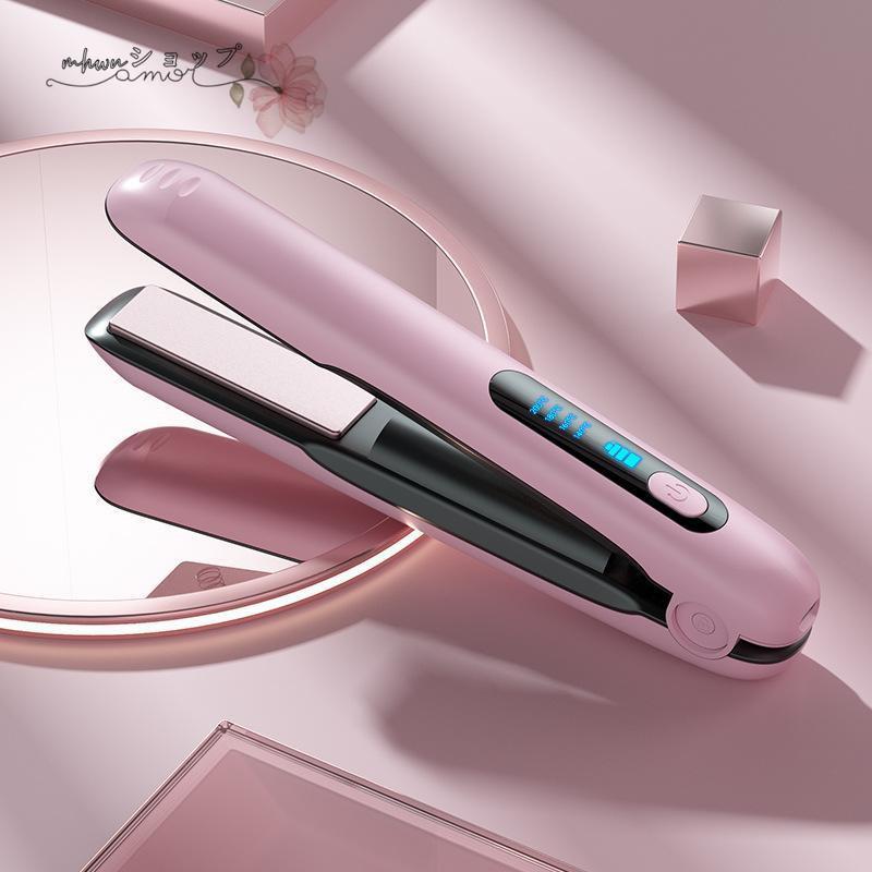 ヘアアイロン コードレス ストレート ヘアアイロン＆カール 2Way usb充電式 4段階...