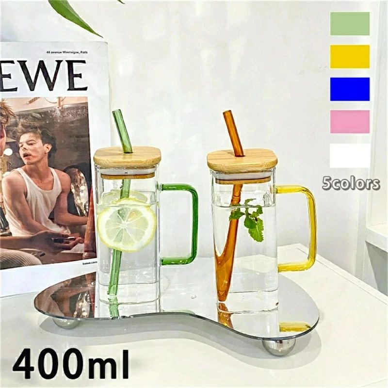 木製ふた 持ち手 ハンドル付き 大容量 四角い 洗いやすい 食器 タンブラー グラス