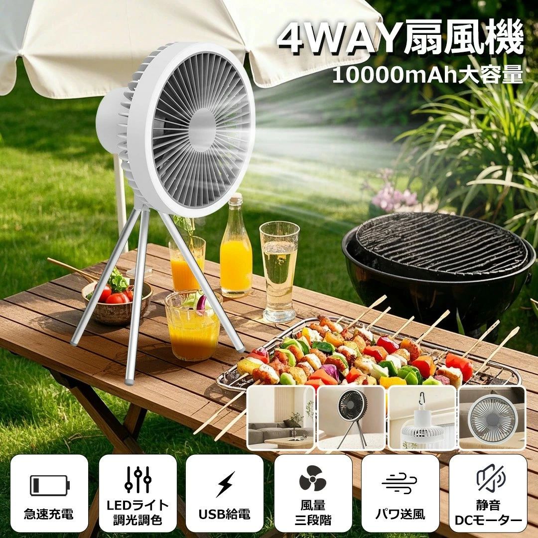 卓上扇風機 充電式 扇風機 サーキュレーター 兼用 卓上 ベビーカー USB 静音 小型 三脚 扇風機 DCモー..