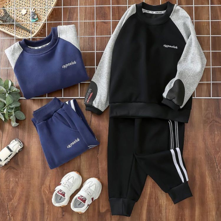 子供服 配色 長袖 スウェットトレーナー スウェットパンツ キッズ 裏起毛と薄手2タ...