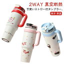 車載 水筒 保温 保冷 真空断熱 2WAY 直飲み 水筒 タンブラー ストロー付き 大容量 1L ハンドル付きタンブラー