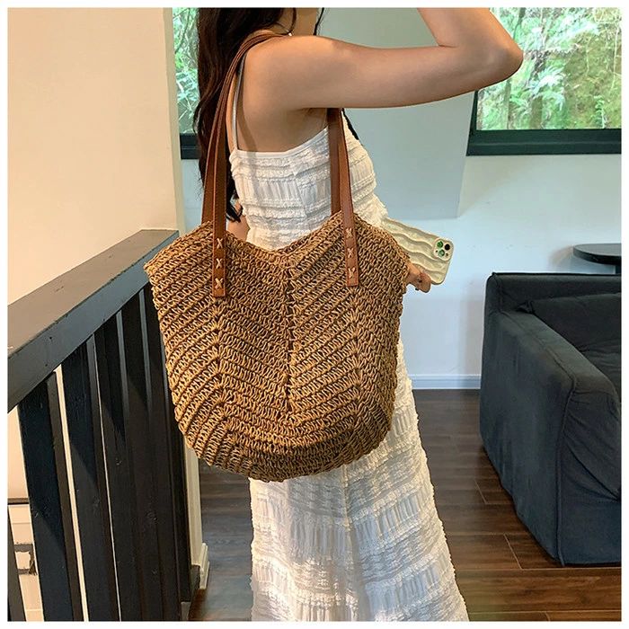Handbag Type - レディース 大容量 肩掛けバッグ 春夏 大きめ トート 大人 かごバッグ 手提げバッグ 通勤