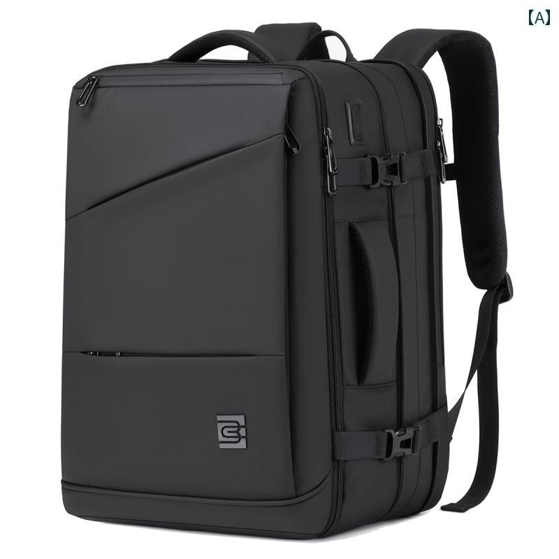 30代 40代 軽い 大容量 スクエア 拡張 バック パック メンズ パック大容量 ビジネス 旅行 コンピュータ バッグ短 距離 出張(4)