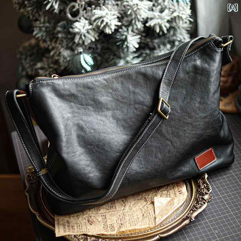 30代 40代 大容量 通勤に 万能 メンズ大容量 牛革 ショルダーバッグ 革 横型 スクエア メッセンジャー..