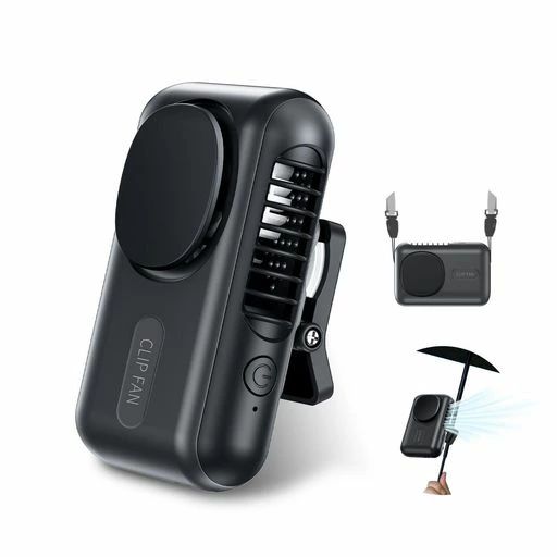 【一台5役クリップファン】携帯扇風機クリップ/首掛け/腰掛け/卓上/手持ち日傘ハンディファン4段階風量調節強力超大風量360°調