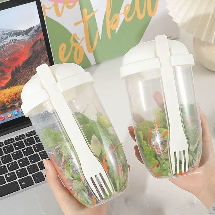 【】サラダポット 弁当箱 ドレッシングケース付き クリア ランチボックス サラダカップ サラダ容器 一段 お弁当