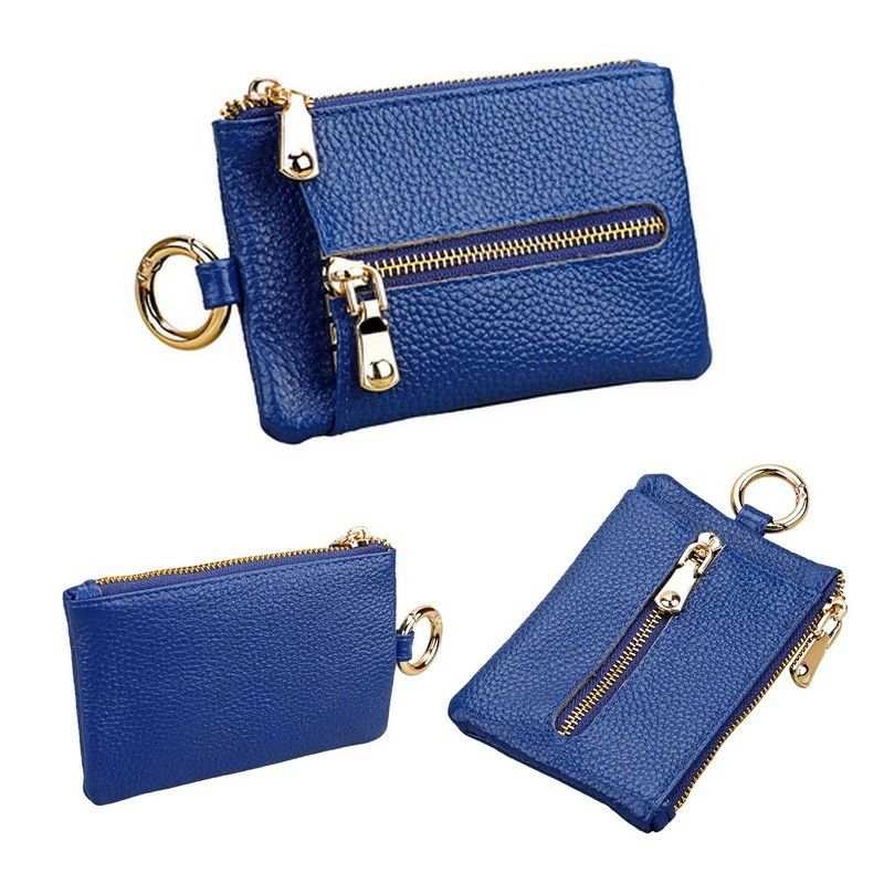 おしゃれ 上品 エレガント 無地 シンプル シボ加工 スプリットレザー ファスナー ミニパース 小銭入れ 鍵入れ