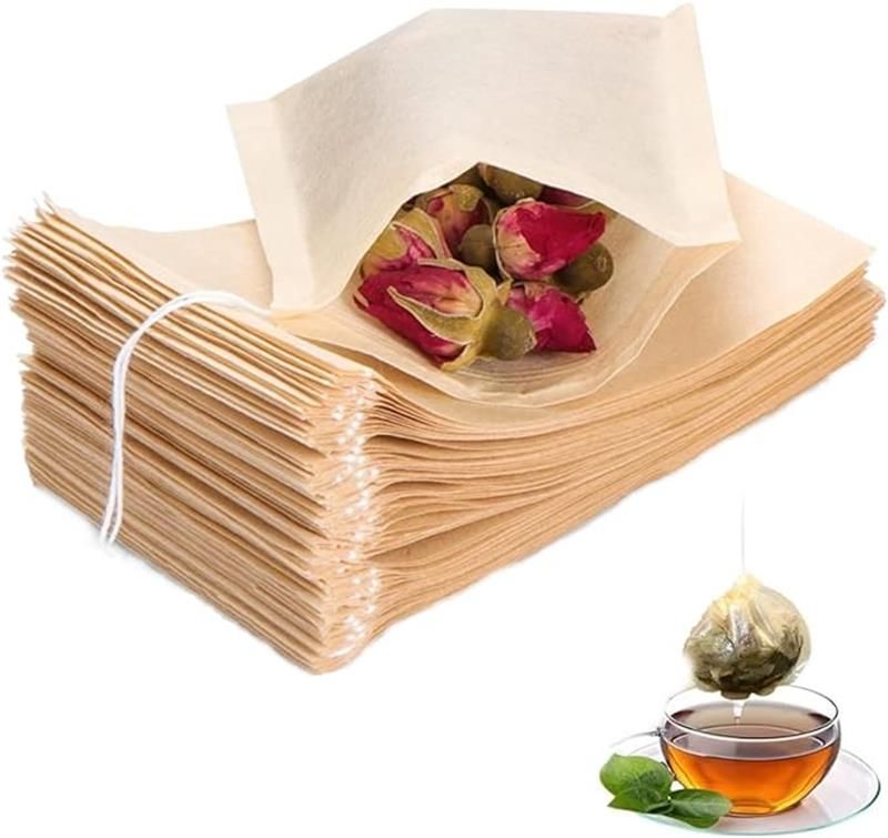 のフィルター コーヒー 天然 強力な浸透 不織布ティーパック 巾着袋 ティーバッグ 袋 使い捨て 100入り