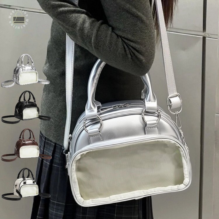 カジュアル 日常 普段使い お出かけ クリアポケット トートバッグ トート 2WAY 可愛い 推し活バッグ PUレザーミニ 斜め掛け