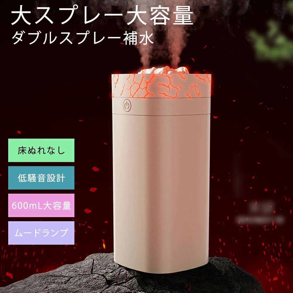 600ml 卓上加湿器 軽量 省エネ 子供部屋 寝室 乾燥 保湿 強力加湿 節電 上から給水 上部給水 静音 アロマウォーター 大容量