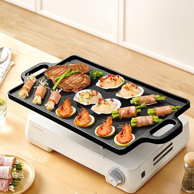 キャンプ グリルパン バーベキュー家庭用 焼肉 焼そば IH対応 無コーティング プレート 鋳物製 フライパン 鉄板焼 グリルパン