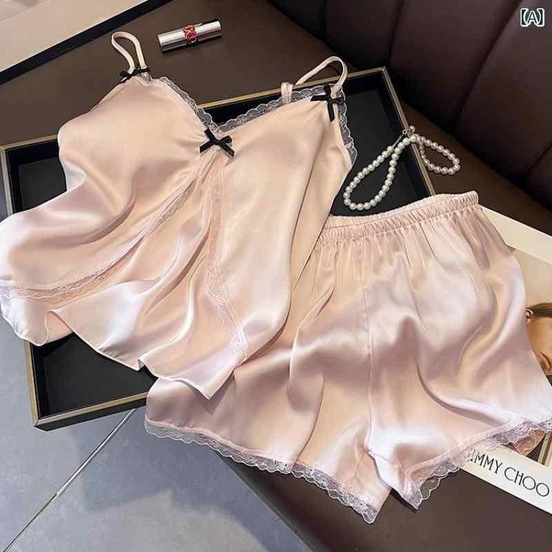 ルームウェア ノー 部屋着 ルームウェア ノー 部屋着 2025 夏の 女性用 アイス ストラップ パジャマの 家庭 服 セクシー