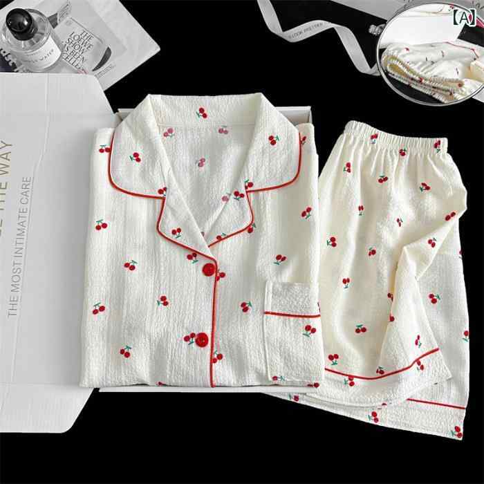 ルームウェア ノー 部屋着 ルームウェア ノー 部屋着 クロスボーダーの さくらんぼの パジャマの レディース 夏の