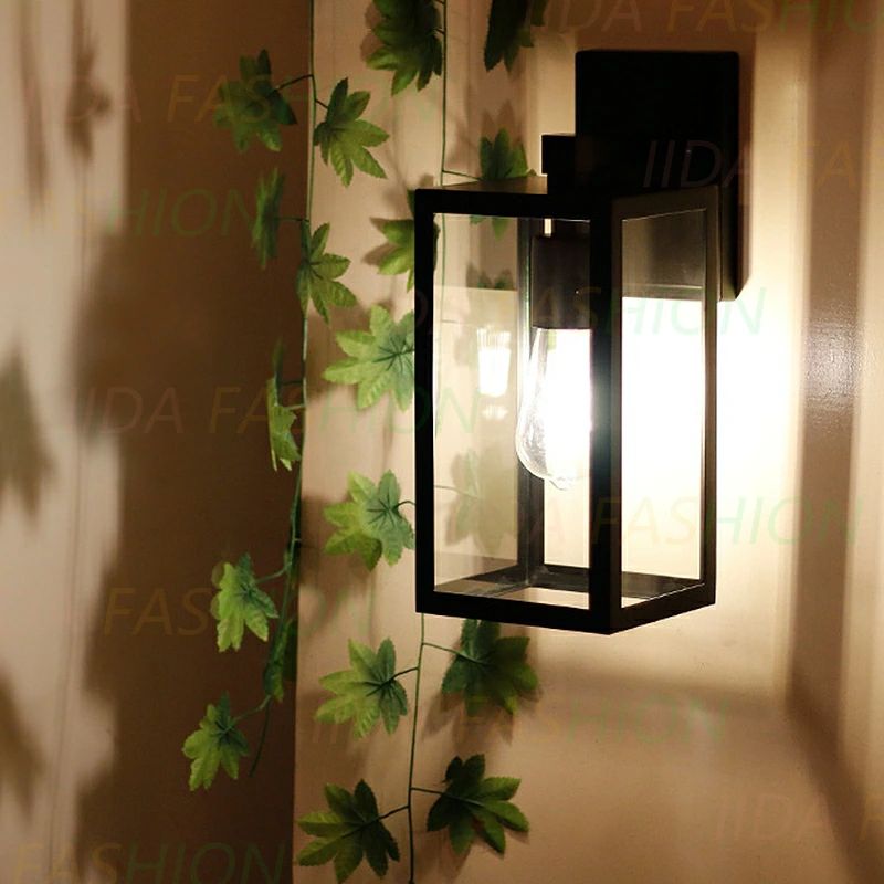 屋外用 おしゃれ 北欧 玄関外灯 角形 防雨型 LED対応 屋外照明器具 壁付け 和風 オシャレ 透明 ガラス