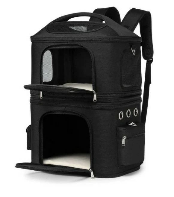 通院用 2way マット付き 折りたたみ可 ソフトクレート 小型犬 キャリーバッグ ペット 2層 キャリー 分..