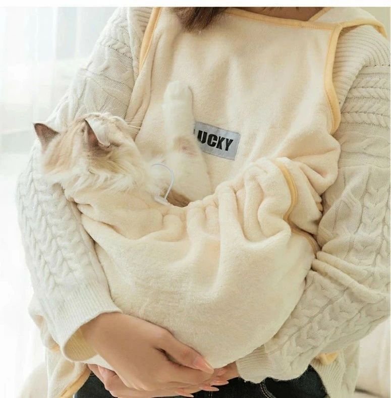 猫寝袋 前掛け 抱っこキャリー 小/中型犬猫 エプロン 抱っこ用 スリング 冬 猫 ペ...