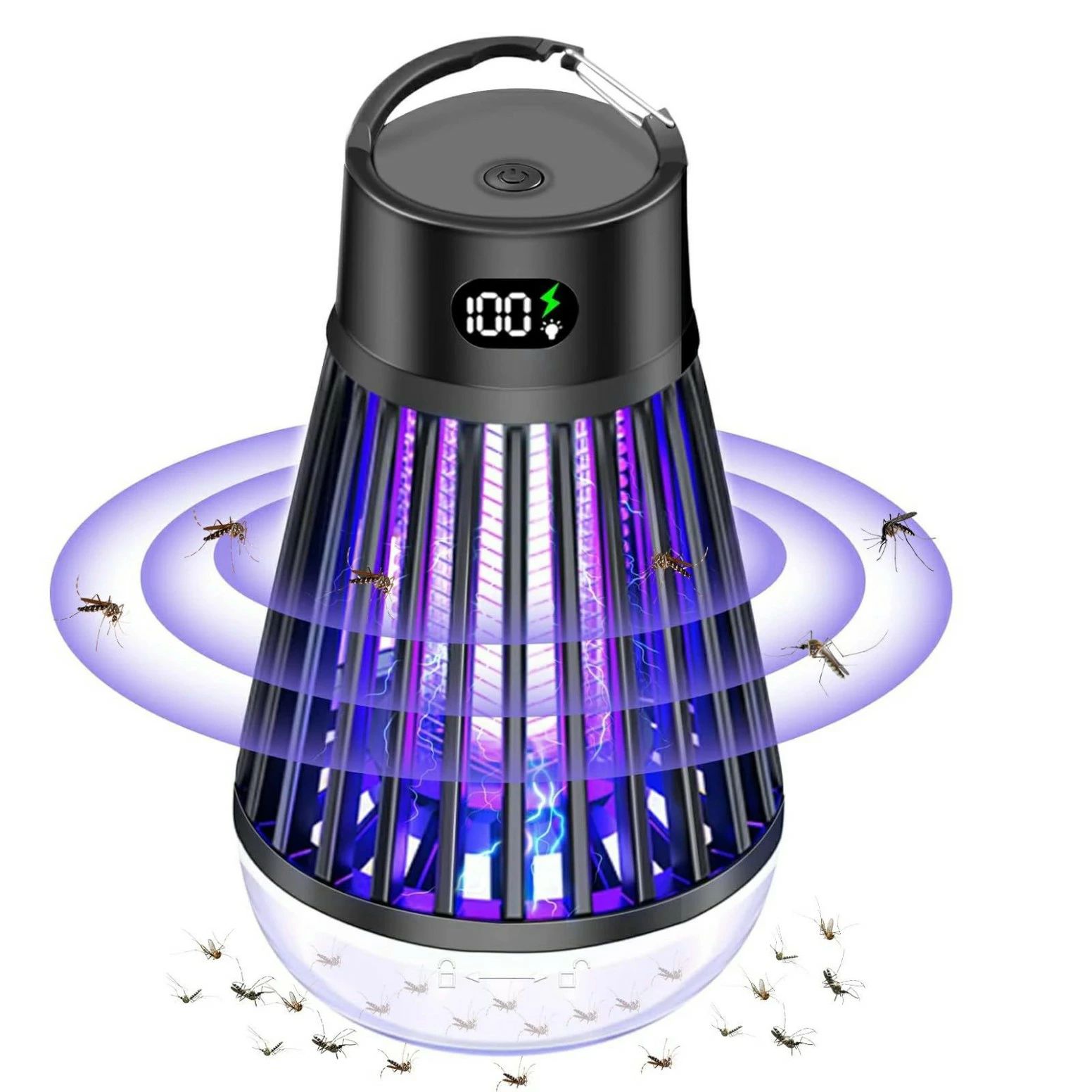 多機能 360°強力蚊除け 電撃 駆除 蚊 蛾 UV光源吸引式 LED誘虫灯 殺虫機 電気蚊取り器 捕虫器