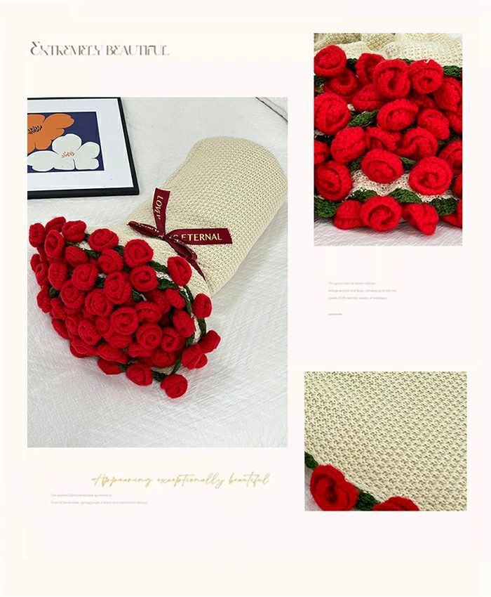 ブーケ 編み物 枯れない花 ニットブーケ あみぐるみ 花の毛布 毛糸 かぎ編み 手芸 造花 母の日 父の日 記念日 卒業式 [2]