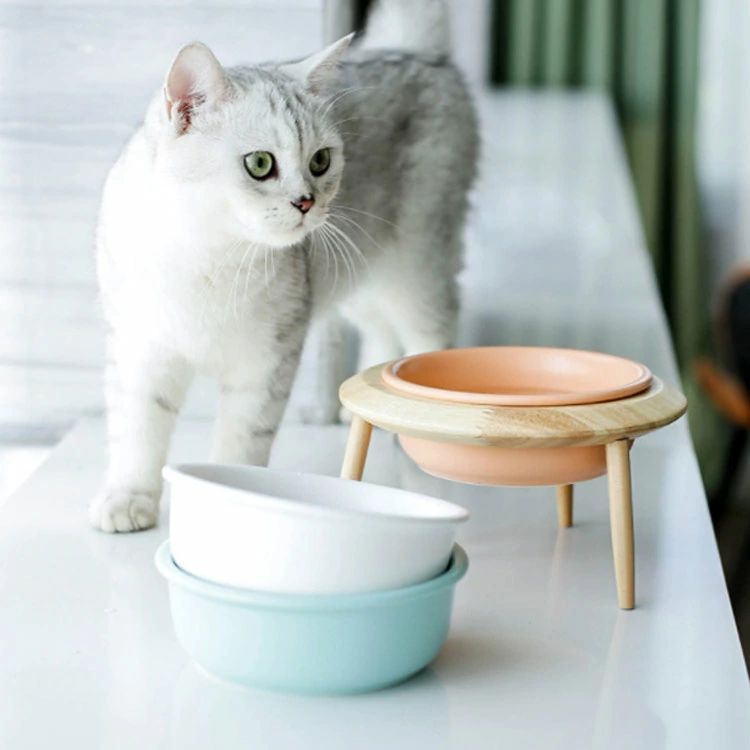 ペット用 犬用猫用 食器スタンド フードスタンド フードボール フードボウル 磁器 陶器 高さ調整 木製 UFO 食器台 猫用