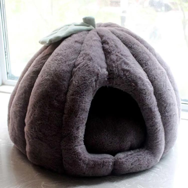 もこもこ ふわふわ 暖かい 柔らかい かわいい ドーム型 猫ハウス Mサイズ ハウス カボチャ型 ペットベッド 小型犬 ベッド