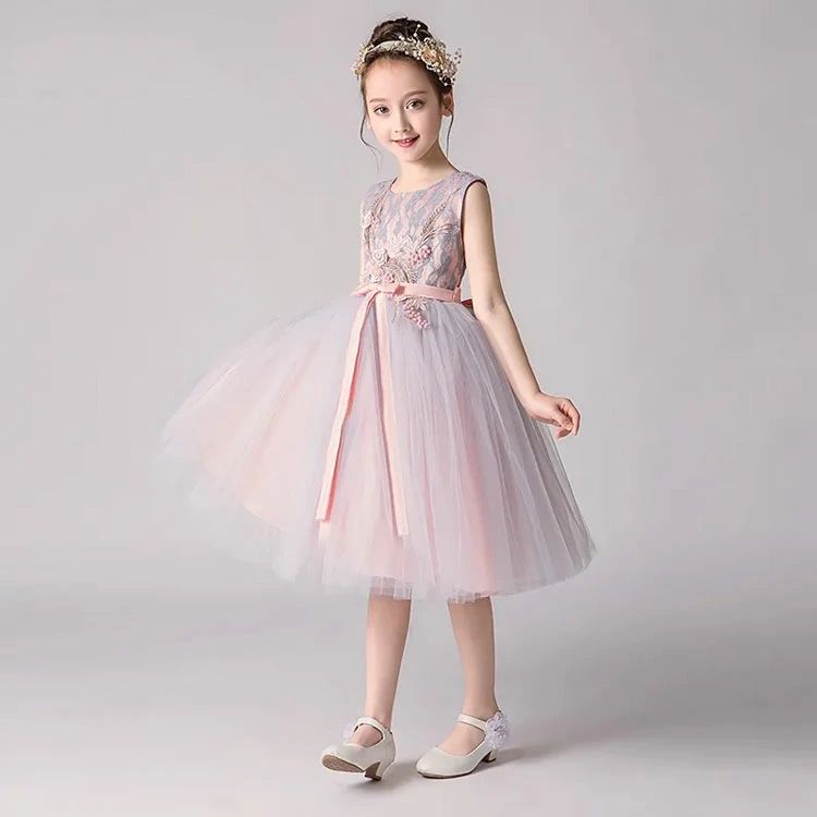 キッズ フォーマルドレス 花刺繍 ボタン 発表会 結婚式 演奏会 パーティー ピアノ 誕生日 女の子 ジュニア おしゃれ