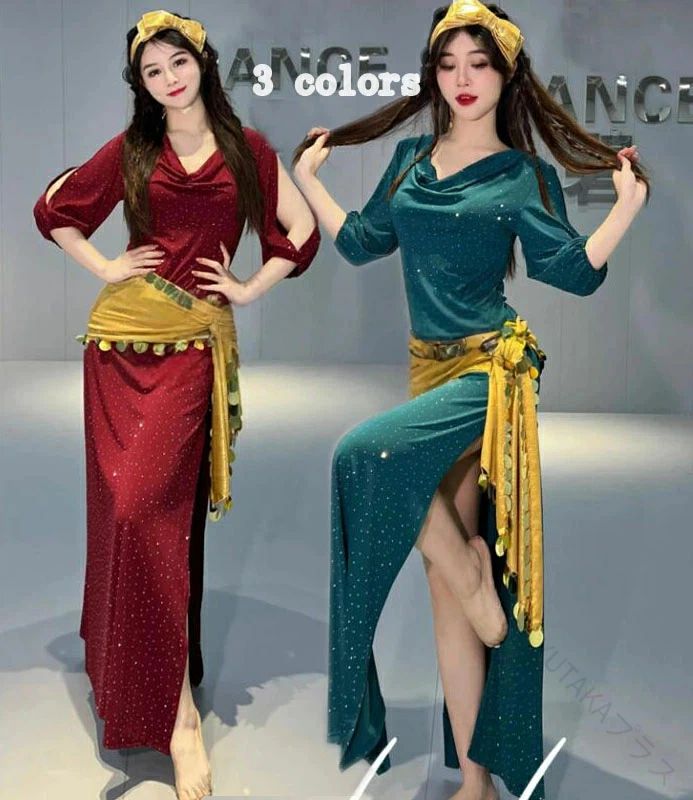 5分袖 パフォーマンス用 バラディ サイディ エジプト オリエンタル セクシー系 上下2点セット