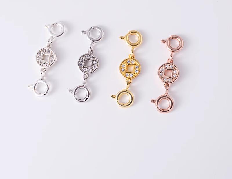 延長 アクセサリー ブレスレット ゴールド チェーン バックル ピンク スターリング アジャスター