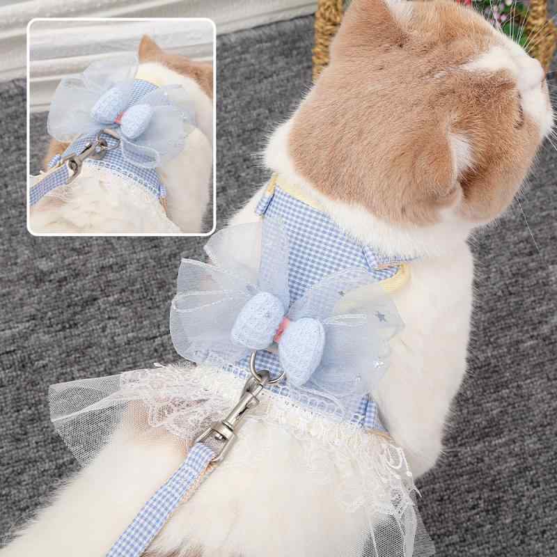 樂天商城 - プリンセス メッシュ 猫用ハーネス リード セット スカート 簡単装着 おしゃれ 猫服 散歩 お出かけ 通気性 ピンク ブルー かわいい 調整可能 レッド(x2)