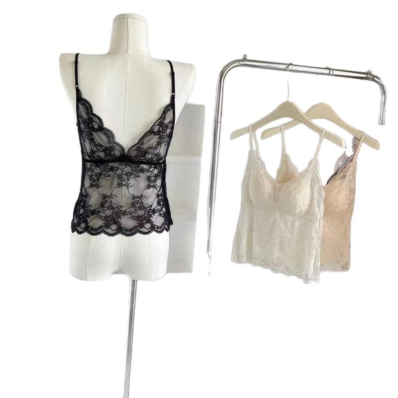 チュニック丈 キャミソール ランジェリー 黒 Vネック 肌着 インナー レディース 月光白 レース 美雅膚 女性用