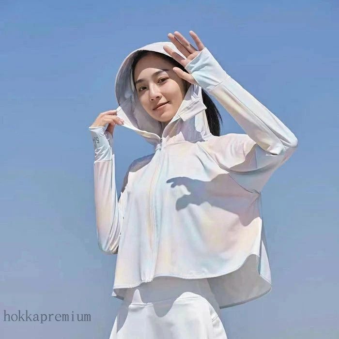 UVカット ラッシュガード 日焼け止め服 マント UPF50+ シンプル 無地 フード付き 消臭加工 レディース