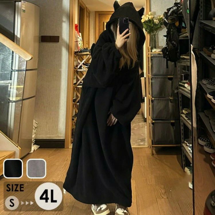 着ぐるみ あったか 暖かい 部屋着 寝巻き フード付き 着る毛布 長袖 冬 パジャマ ルームウェア ワンピ..