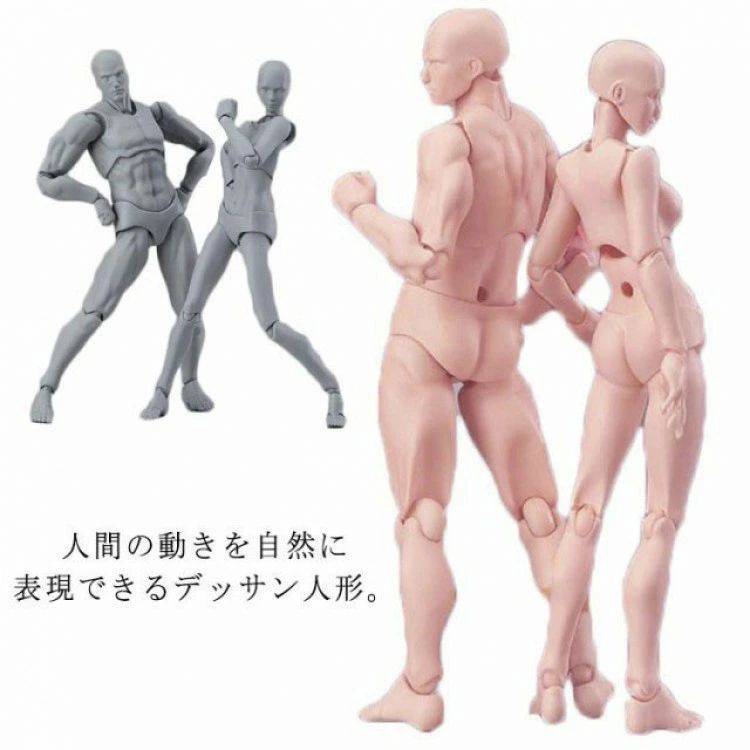 キャラクター グレー 素体 フィギュア 練習 漫画 イラスト 女性 作画 モデル人形 おすすめ ポージング人形 男性