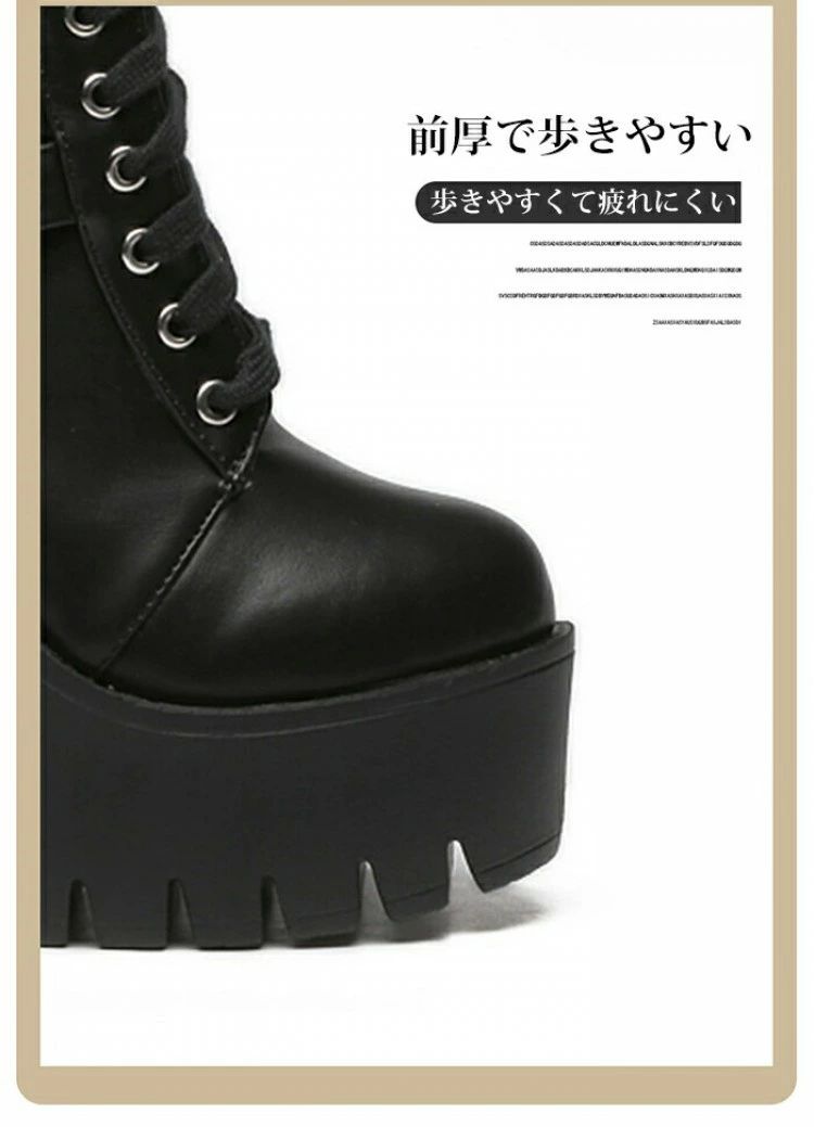 厚底 ブーツ レディース ショートブーツ ハイヒール 黒 ハロウイン バット 地雷系 コスプレシューズ