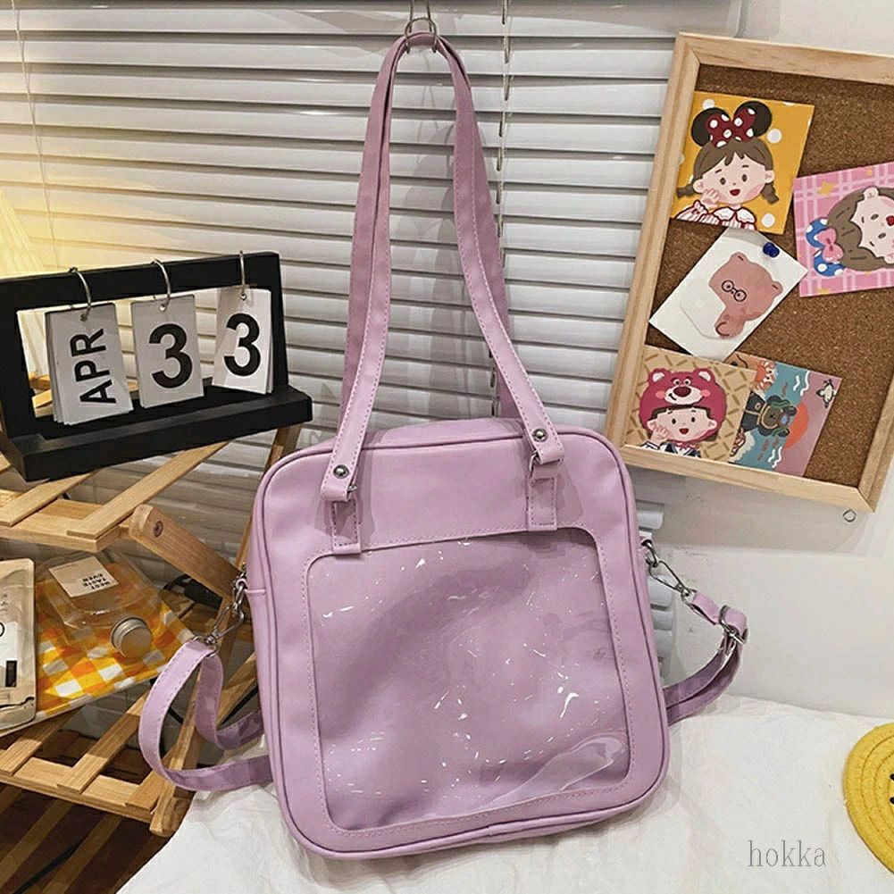 おしゃれ 透明 ビニール 痛バッグ スモール 見せバッグ 痛バ ポーチ 缶バッジ バッグ