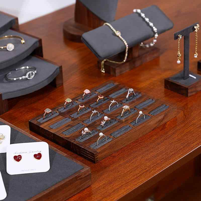 ホルダー ピロー 展示 豪華 ウォールナット ジュエリー デ ネックレス イヤリング 指輪 ブレスレット ..